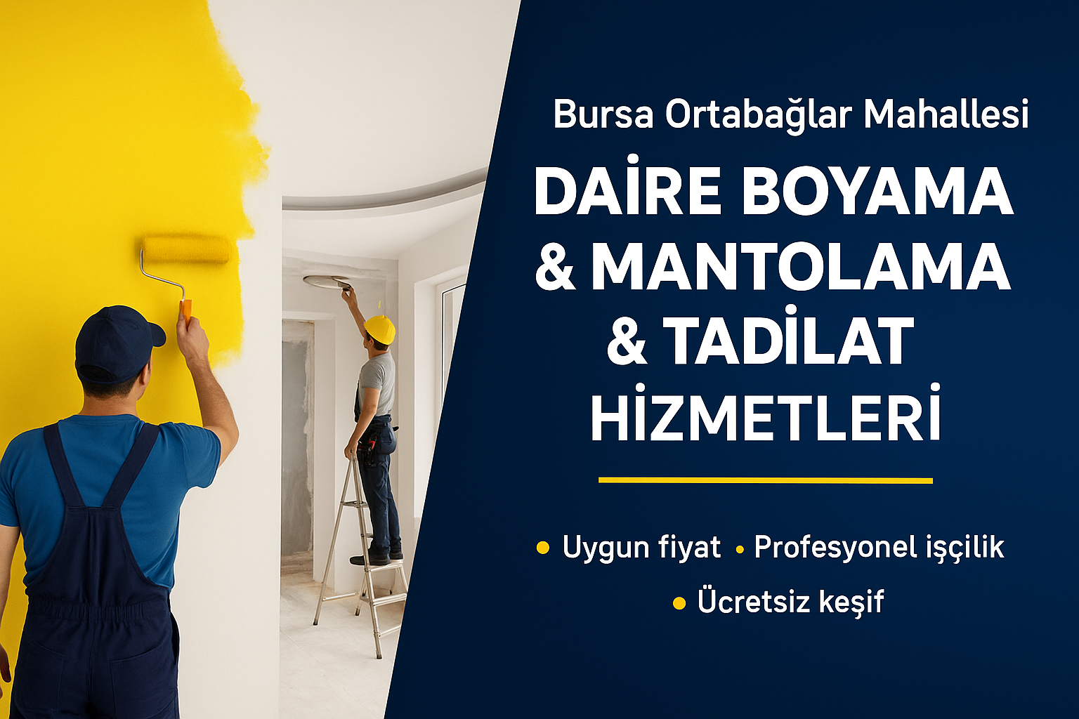 Bursa Ortabağlar Mahallesi Daire Boyama, Mantolama ve Tadilat Hizmetleri – Profesyonel Uygulama ile Kaliteli Sonuçlar